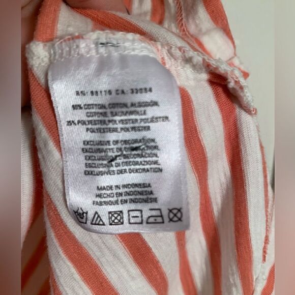 Little yellow button EUC coral/white striped lace shoulder top Size medium - Picture 3 of 4